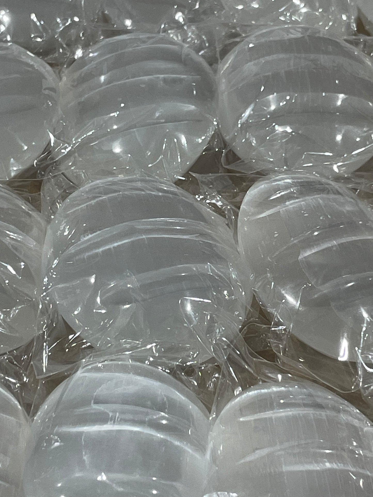 7 cm Carved Selenite Palm Stone "Soap" (20 pcs)