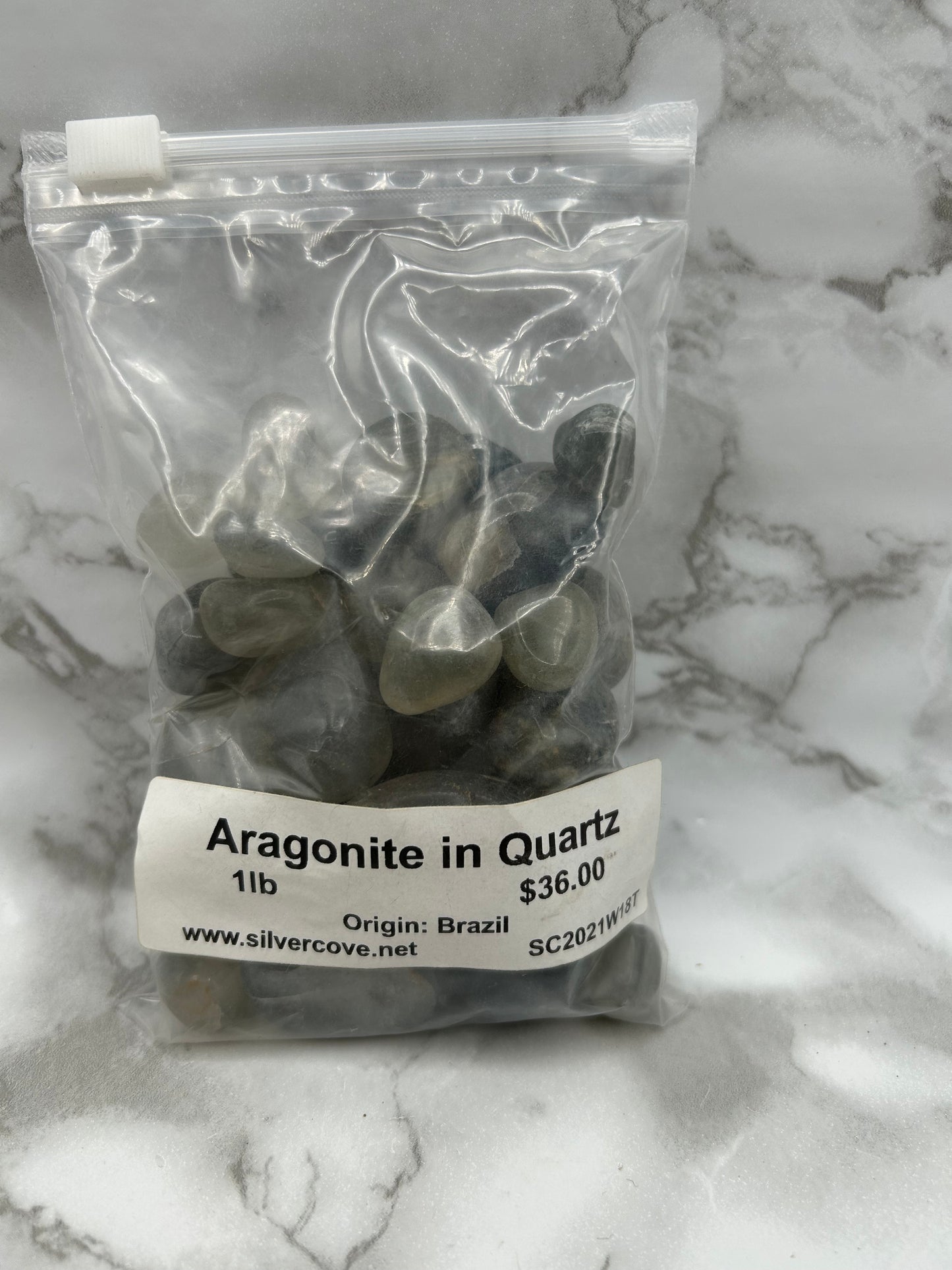 Aragonite in Quartz 1lb Tumbled Bag