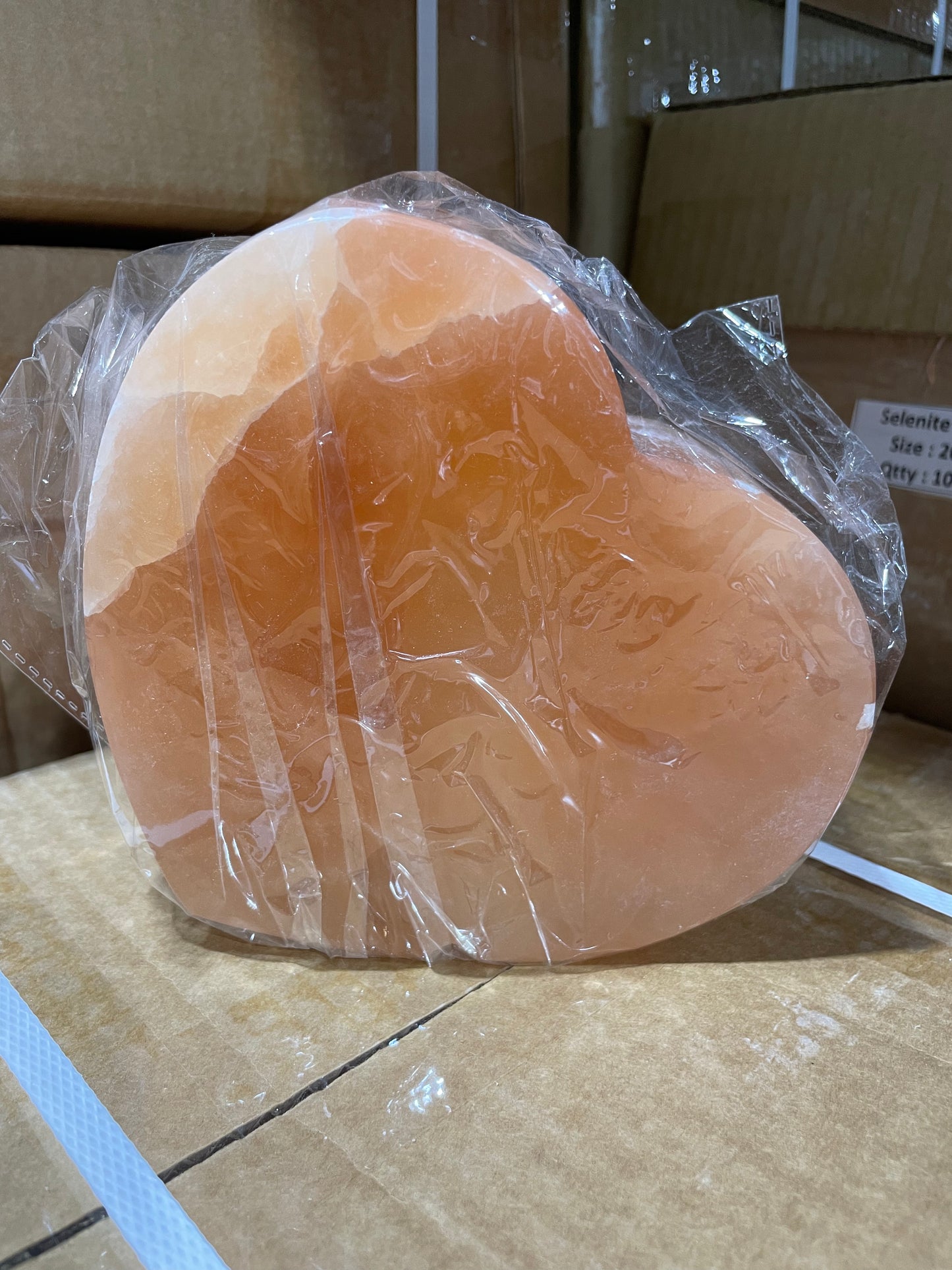 Orange 20cm Heart Selenite Lamp (8pc Case)