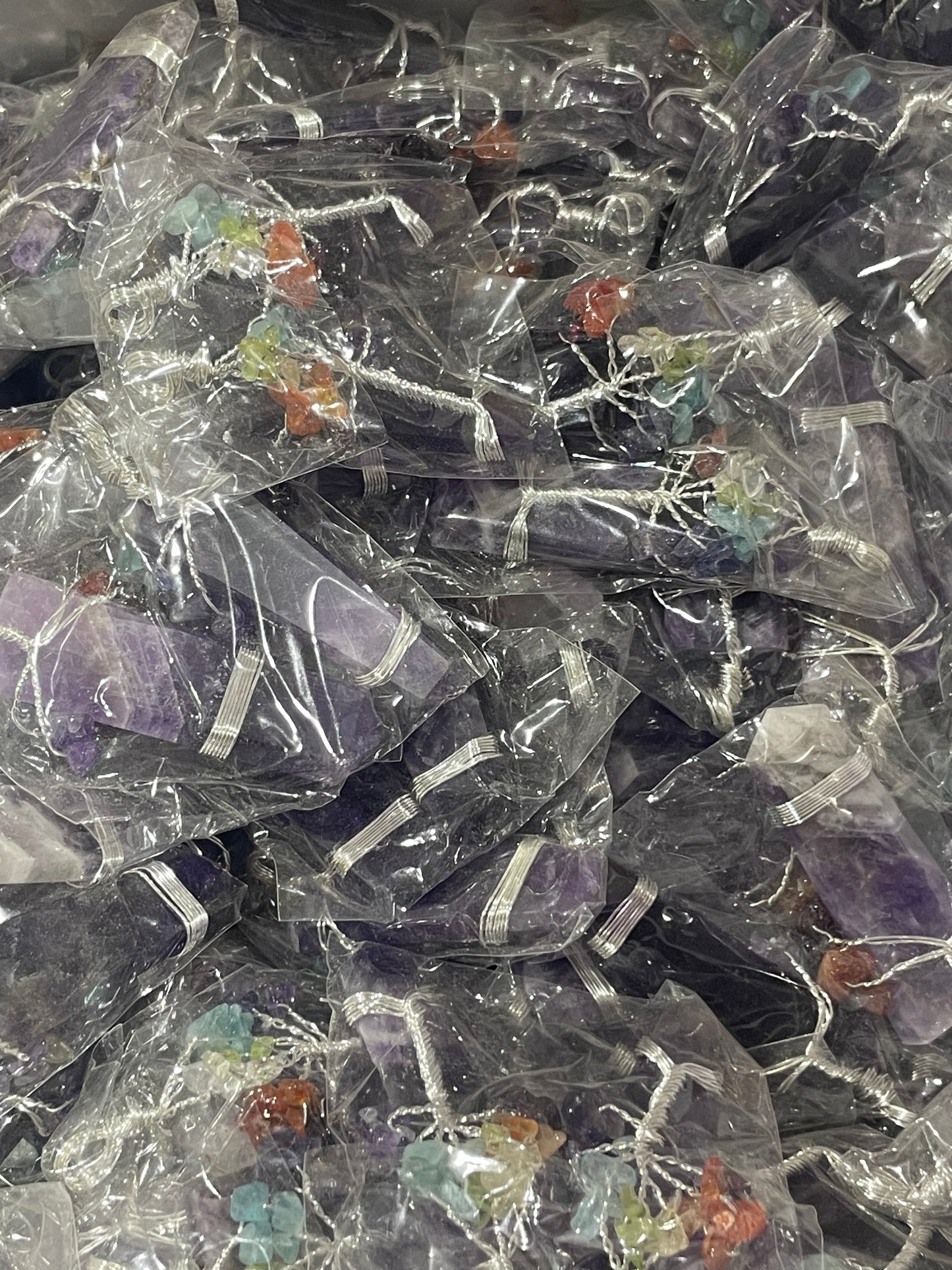 Silver Plated Amethyst Chakra Tree of Life Pendants (20pc Lot)