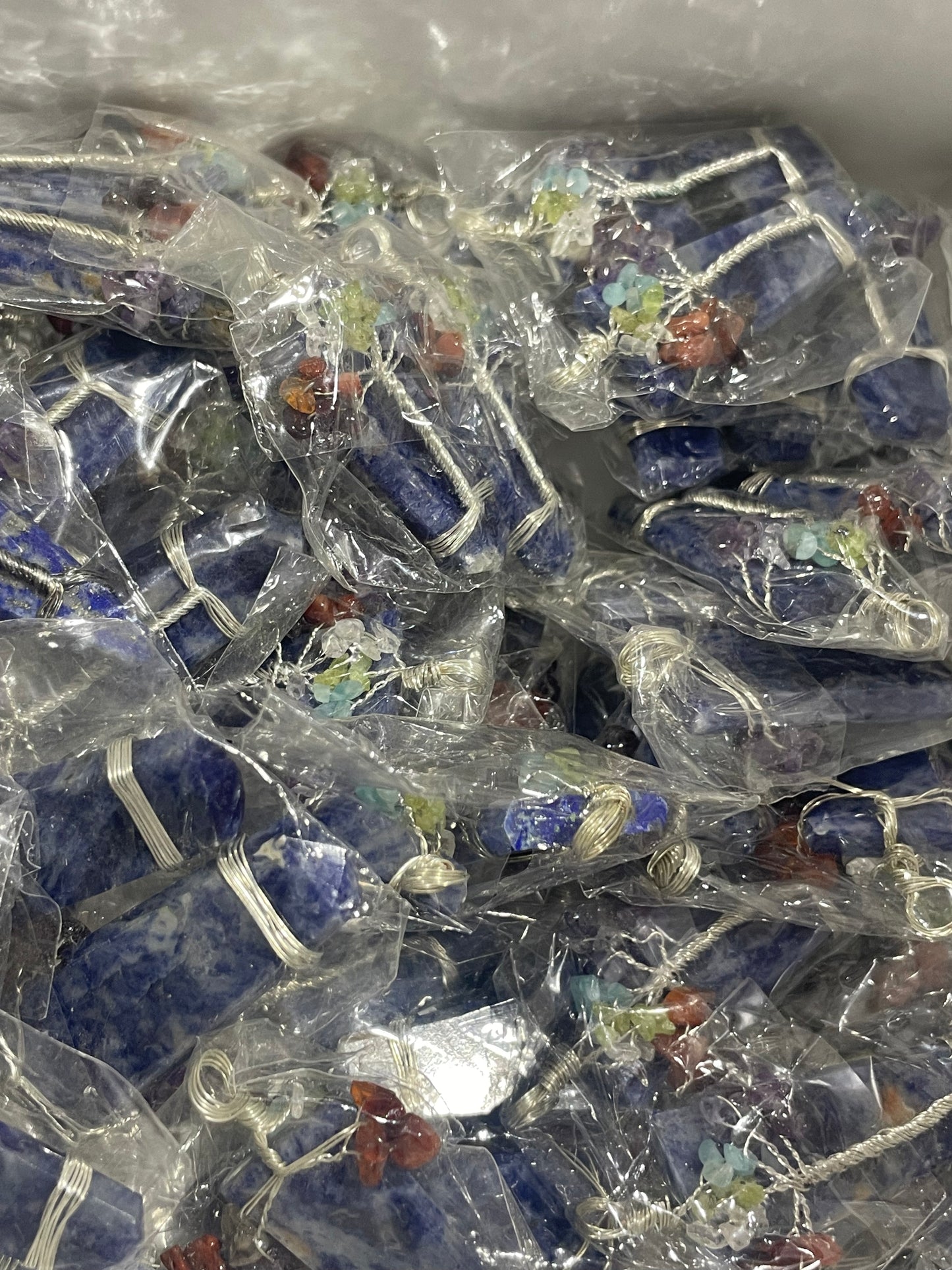 Silver Plated Sodalite Chakra Tree of Life Pendants (20pc Lot)