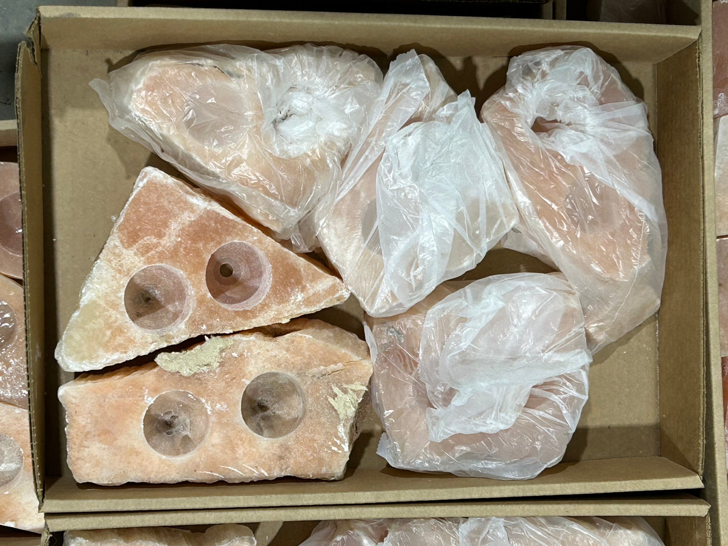 Peach Selenite Candle Holder (Flat)