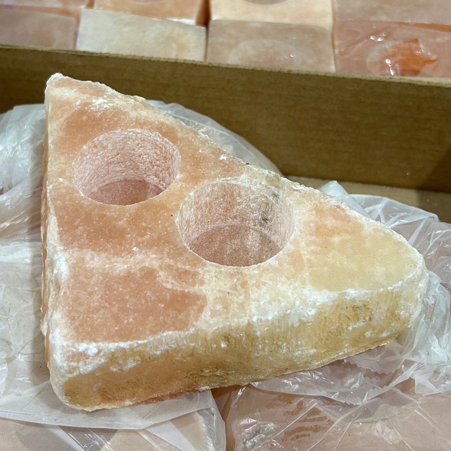 Peach Selenite Candle Holder (Flat)