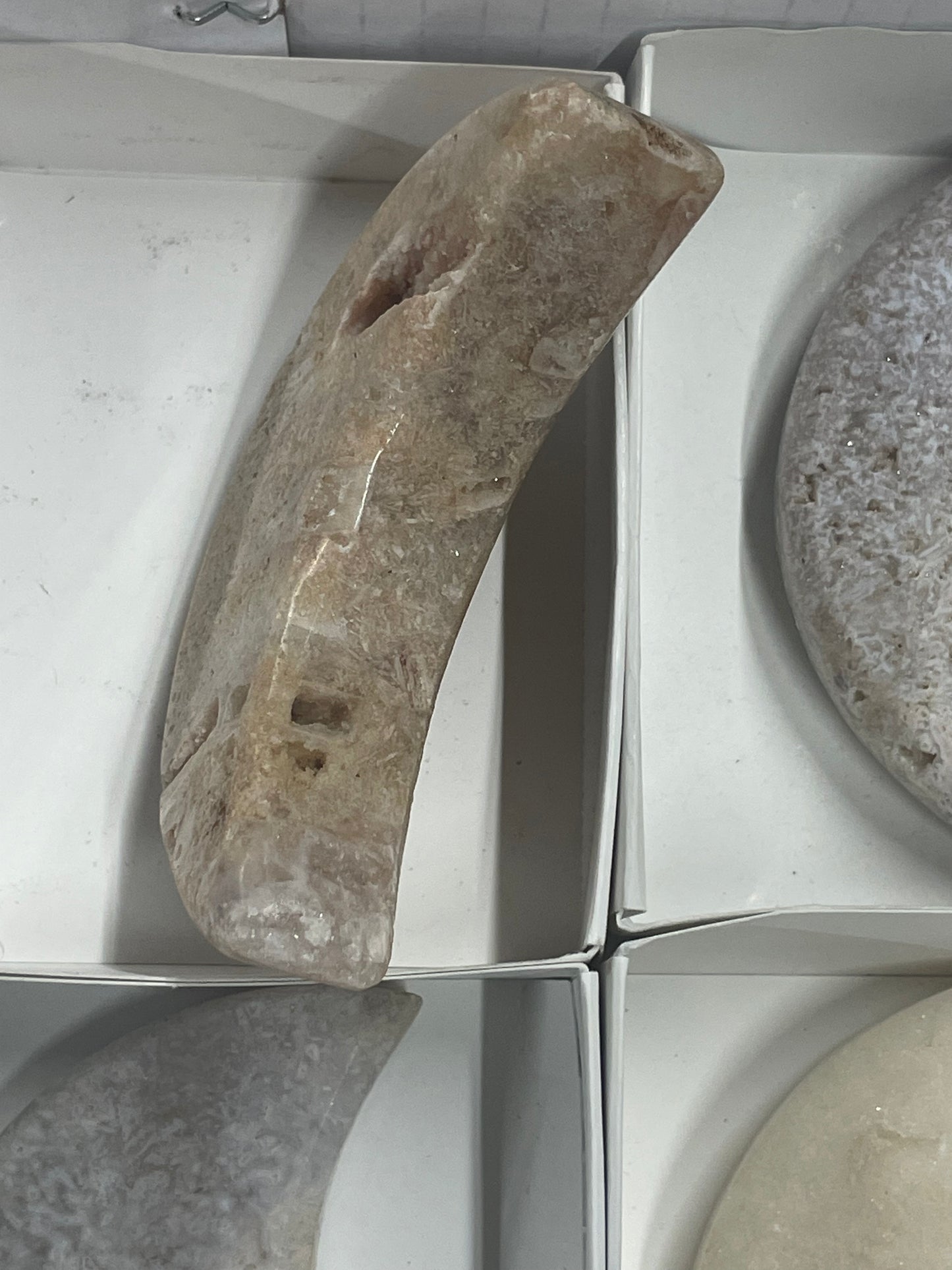 Pink Amethyst Moon Carvings (12pc Flat)