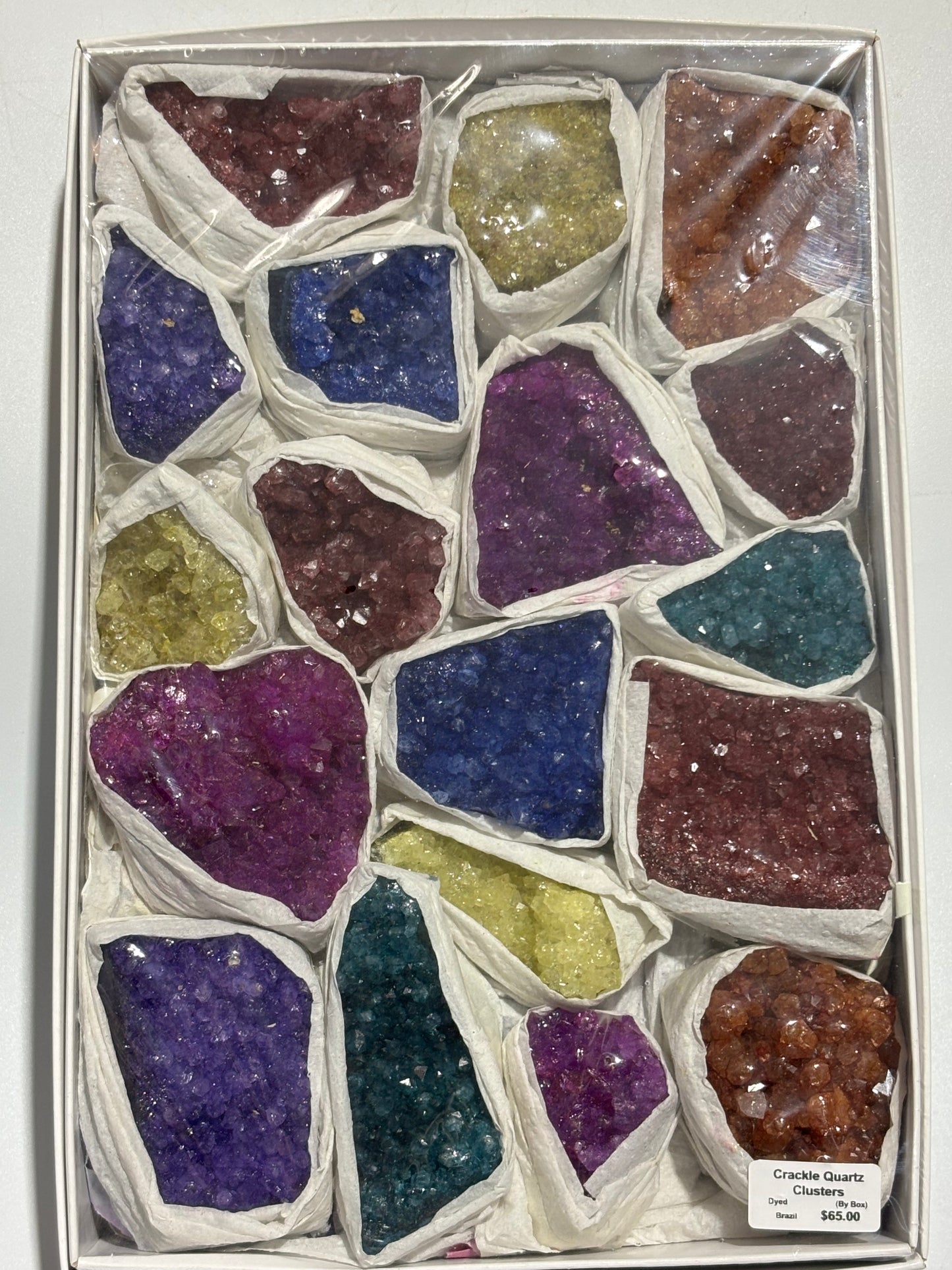 CONTACT FOR DISCOUNT - Crackle Quartz Clusters (Dyed)