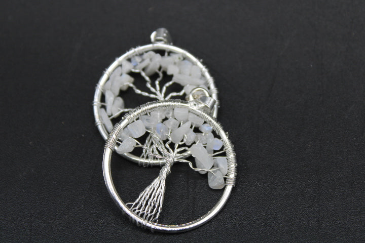 Silver Plated Moonstone Tree of Life Pendants (20pc Lot)