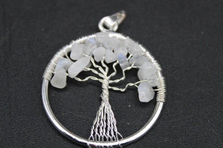Silver Plated Moonstone Tree of Life Pendants (20pc Lot)