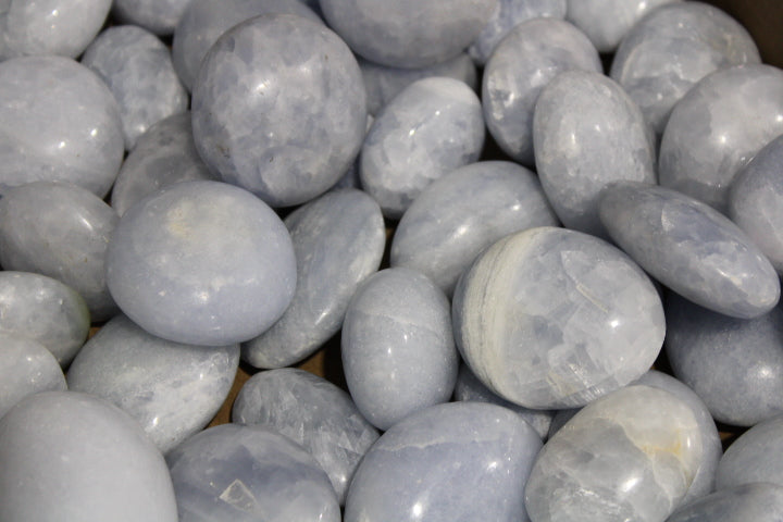 Blue Calcite Palm Stones (10lb Lot)