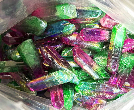 Electroplated Watermelon Quartz Points