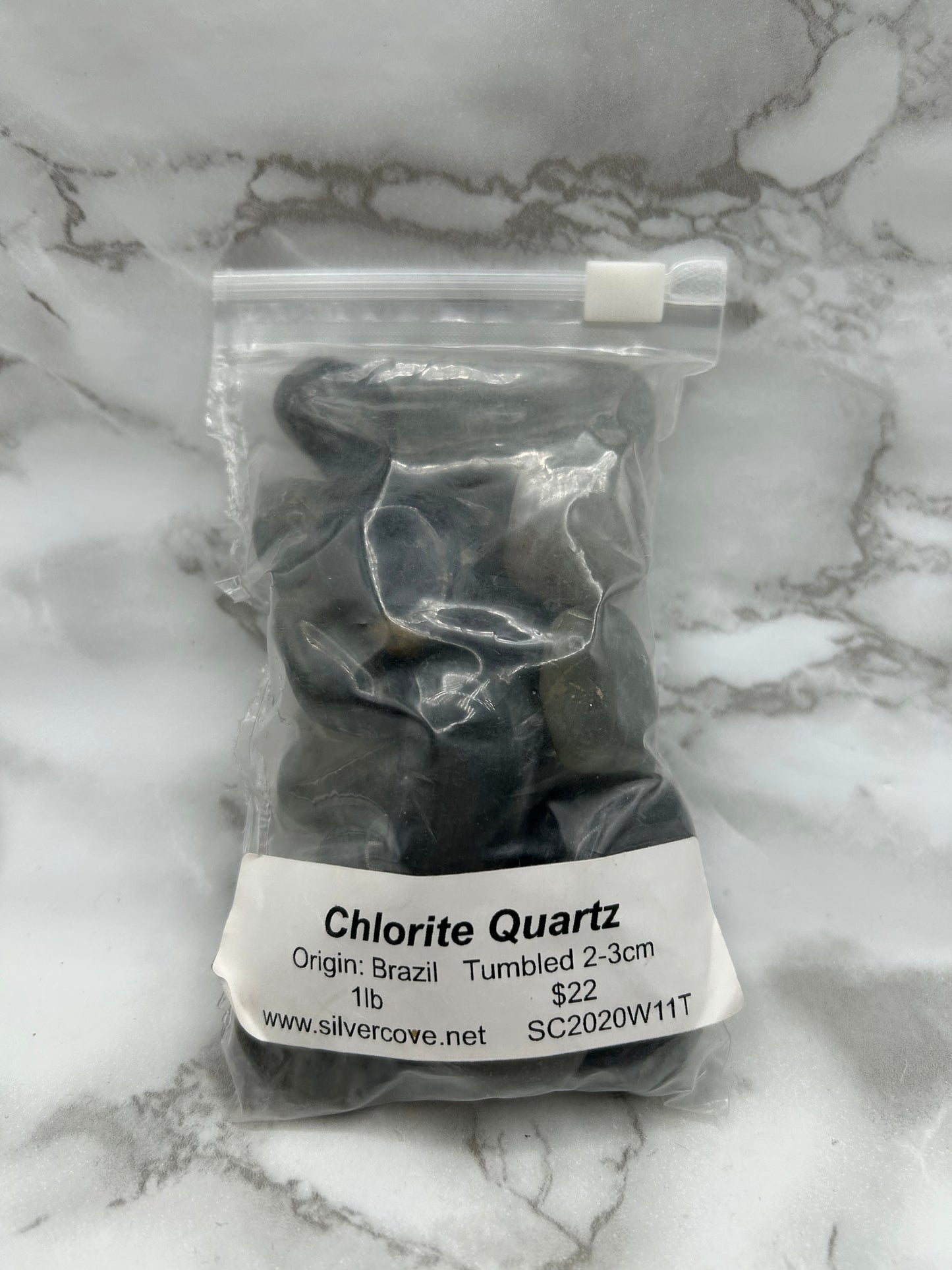 Chlorite in Quartz 1lb Tumbled Bag