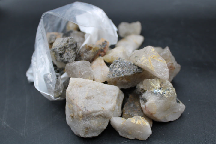 Rough Rutilated Quartz (med/lg) 2lb Bag